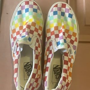 Rainbow Vans Slip Ons  sz 9